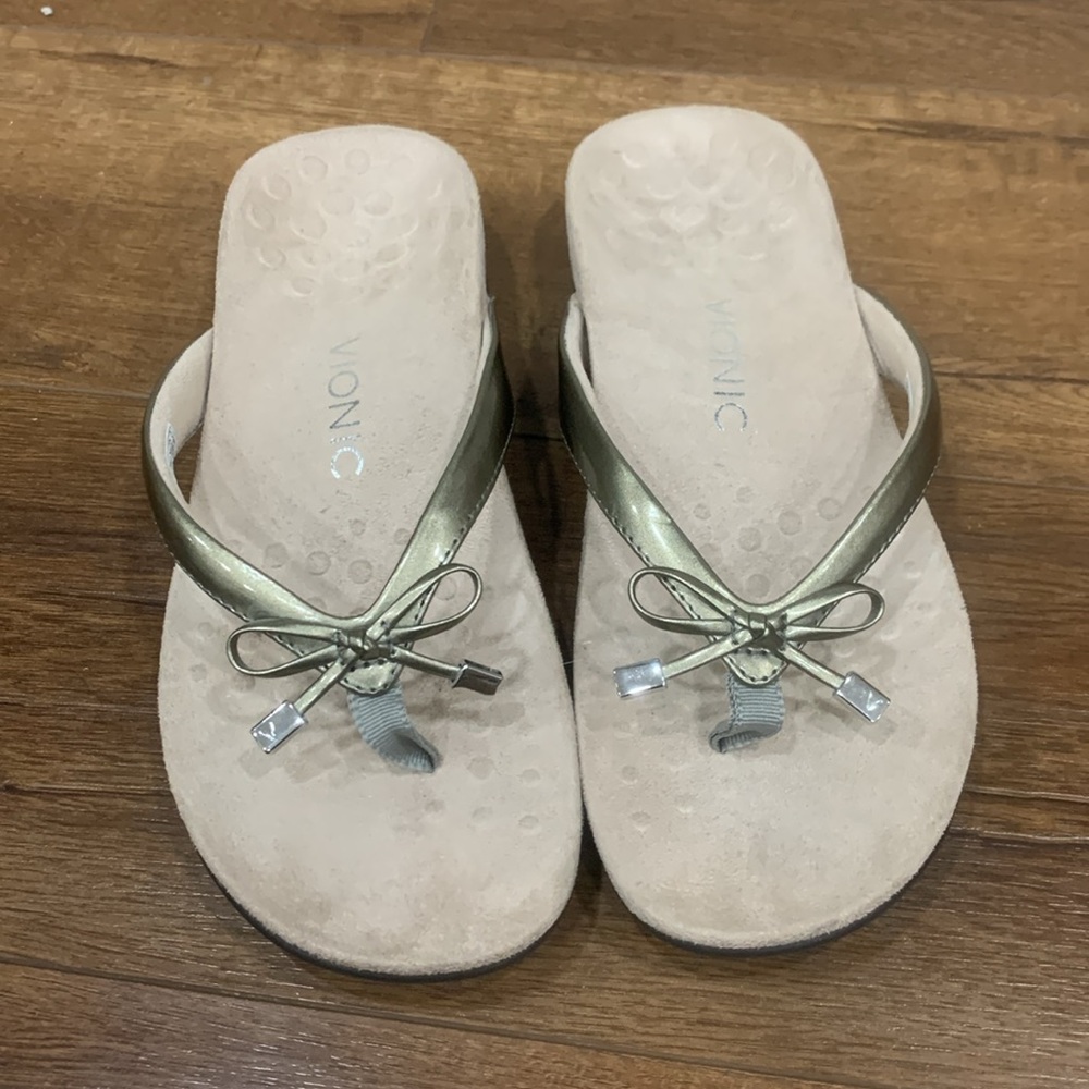 Women's VIONIC Bella Bow Sandals Flip Flops Comfort Orthotic Thongs Size 8